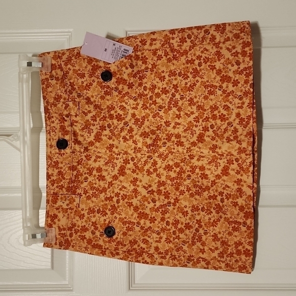 Nwt, Women's High-rise Chino Mini Skirt by Wild Fable in a rust color floral - Picture 1 of 8